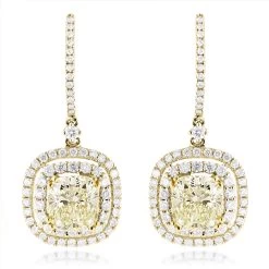 Dangling Designer Diamond Drop Earrings 6.5ct 18K White Gold Yellow Diamonds -Fashion Accessories Shop dangling designer diamond drop earrings 422ct 18k gold yellow diamonds ye