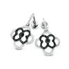 Dangling Flower Earrings With Black And White Diamonds 0.53ct 14K White Gold -Fashion Accessories Shop dangling flower earrings with black and white diamonds 053ct 14k gold 1