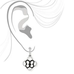Dangling Flower Earrings With Black And White Diamonds 0.53ct 14K White Gold -Fashion Accessories Shop dangling flower earrings with black and white diamonds 053ct 14k gold 3