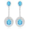 Designer Blue Topaz Diamond Earrings For Women By Luxurman 3.5ct 14K White Gold