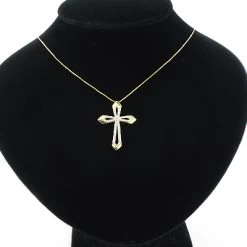 Small Designer Diamond Cross Pendant 0.25ct 10K Yellow Gold -Fashion Accessories Shop designer diamond cross pendant 028ct 10k gold 3