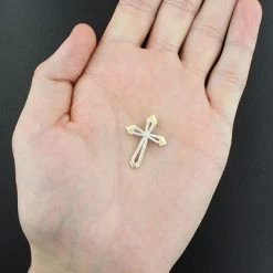 Small Designer Diamond Cross Pendant 0.25ct 10K Yellow Gold -Fashion Accessories Shop designer diamond cross pendant 028ct 10k gold 4