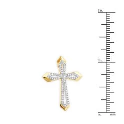 Small Designer Diamond Cross Pendant 0.25ct 10K Yellow Gold -Fashion Accessories Shop designer diamond cross pendant 028ct 10k gold rulerye