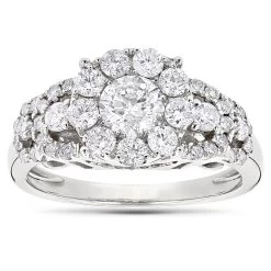 Designer Diamond Engagement Ring 1.61ct 14K White Gold