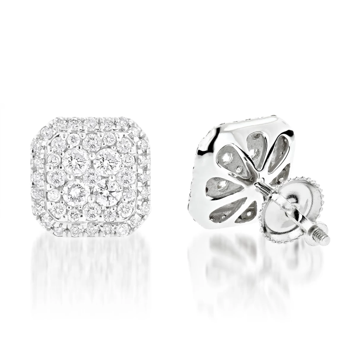 Designer Diamond Stud Earrings 1.21ct 14K White Gold 3 Designer Diamond Stud Earrings 1.21ct 14K White Gold