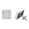 Square Diamond Stud Earrings For Men And Women 14K White Gold 1.2ct Pave Diamonds