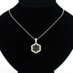 Designer Flower Pendant With Black And White Diamonds 0.70ct 14K White Gold -Fashion Accessories Shop designer flower pendant with black and white diamonds 070ct 14k 3