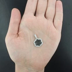 Designer Flower Pendant With Black And White Diamonds 0.70ct 14K White Gold -Fashion Accessories Shop designer flower pendant with black and white diamonds 070ct 14k 4