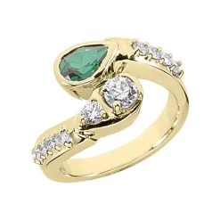 Designer Diamond And Emerald Ring 14K White Gold 0.68ctd 0.75cte -Fashion Accessories Shop designer gemstone jewelry diamond and emerald ring 14k 068ctd 075cte p 29684 yellow