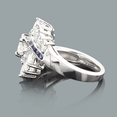 Unique 2ct Diamond And Sapphire 14K White Gold Engagement Ring 4 Unique 2ct Diamond And Sapphire 14K White Gold Engagement Ring - Image 2