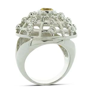 Diamond And Yellow Sapphire Cocktail Ring 14K White Gold 0.76ctd 1.00cts 4 Diamond And Yellow Sapphire Cocktail Ring 14K White Gold 0.76ctd 1.00cts - Image 2