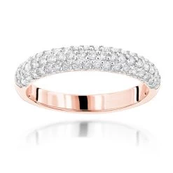 Thin 1 Carat Pave Diamond Bands 14K White Gold 3 Row Round Wedding Ring For Women -Fashion Accessories Shop diamond bands 14k gold 3 row round diamond band 1ct p 6982 ro