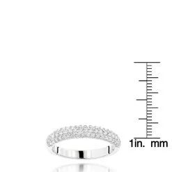 Thin 1 Carat Pave Diamond Bands 14K White Gold 3 Row Round Wedding Ring For Women -Fashion Accessories Shop diamond bands 14k gold 3 row round diamond band 1ct p 6982 rulerwh