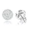 Diamond Cluster Earrings Studs 14K White Gold 1.75ct