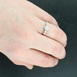 Diamond Cluster Engagement Ring 0.46ct 14K White Gold -Fashion Accessories Shop diamond cluster engagement ring 046ct 14k p 44702bod