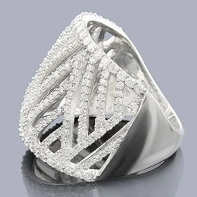 Diamond Cocktail Ring For Women 14K White Gold 1.25 Carats 4 Diamond Cocktail Ring For Women 14K White Gold 1.25 Carats - Image 2