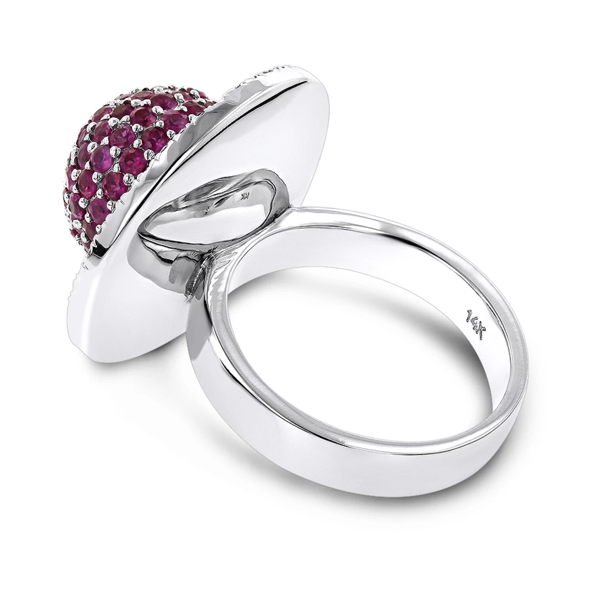 14K White Gold Diamond & Pink Sapphire Cocktail Ring For Women 3.25 6 14K White Gold Diamond & Pink Sapphire Cocktail Ring For Women 3.25 - Image 4