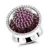 14K White Gold Diamond & Pink Sapphire Cocktail Ring For Women 3.25