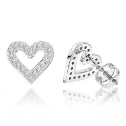 Women's Diamond Heart Earrings 0.29ct 14K White Gold