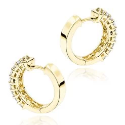 Diamond Hoop Earrings 14K Yellow Gold 1.73ct -Fashion Accessories Shop diamond hoop earrings 14k 173ct p 40482 backye