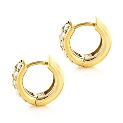 Diamond Hoop Earrings 14K Yellow Gold 1 Carat Diamond Huggie Earrings -Fashion Accessories Shop diamond hoop earrings 14k diamond huggie earrings 94ct p 6266 backye