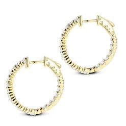 Diamond Hoop Earrings 2.20ct 14K Yellow Gold Inside Out 11 Diamond Hoop Earrings 2.20ct 14K Yellow Gold Inside Out -Fashion Accessories Shop diamond hoop earrings 220ct 14k inside out p 45375 backye