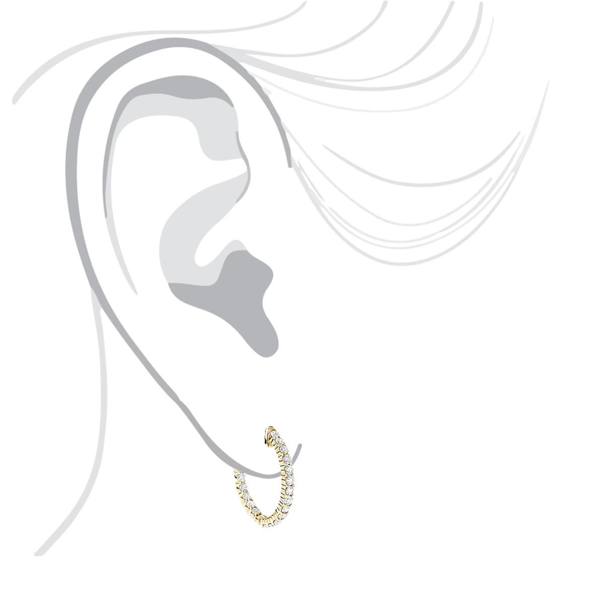 Diamond Hoop Earrings 2.20ct 14K Yellow Gold Inside Out 7 Diamond Hoop Earrings 2.20ct 14K Yellow Gold Inside Out - Image 5