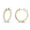 Diamond Hoop Earrings 2.20ct 14K Yellow Gold Inside Out
