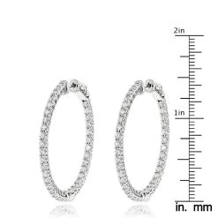 Diamond Hoops 14K White Gold Diamond Hoop Earrings Inside Out 3.5ct -Fashion Accessories Shop diamond hoops 14k diamond hoop earrings inside out 444 p 7044 rulerwh