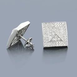 Diamond Pyramid Earrings 14K White Gold 1.40ct