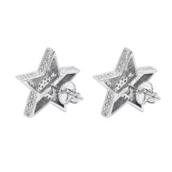 Large Diamond Star Earrings 0.20ct Sterling Silver -Fashion Accessories Shop diamond star earrings 020ct sterling silver p 47922 backwh