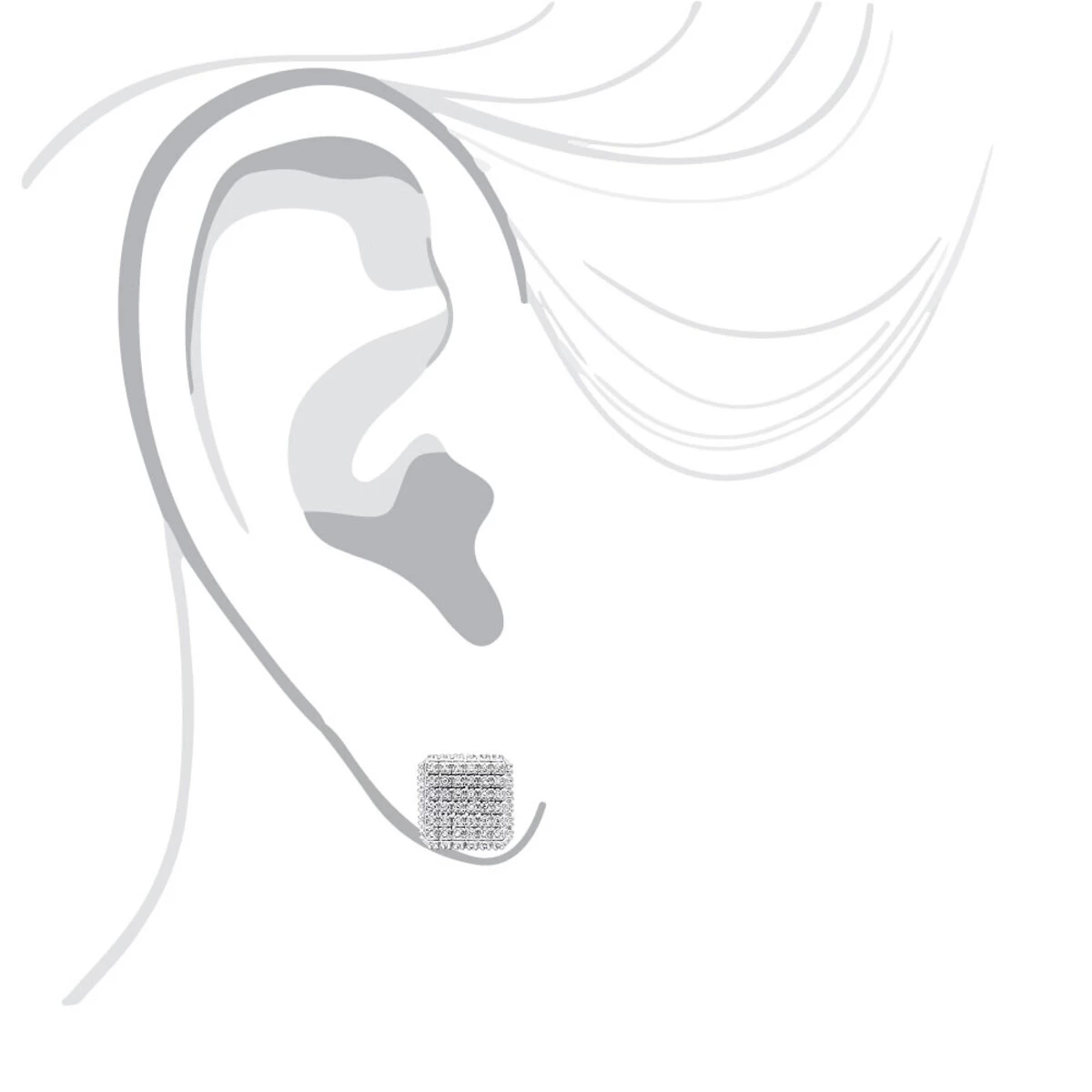 Pave Diamond Stud Earrings Under 300 - 10K White Gold Square Studs 0.33ct 9 Pave Diamond Stud Earrings Under 300 - 10K White Gold Square Studs 0.33ct - Image 7