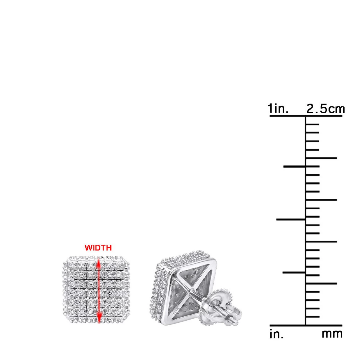 Pave Diamond Stud Earrings Under 300 - 10K White Gold Square Studs 0.33ct 12 Pave Diamond Stud Earrings Under 300 - 10K White Gold Square Studs 0.33ct - Image 10