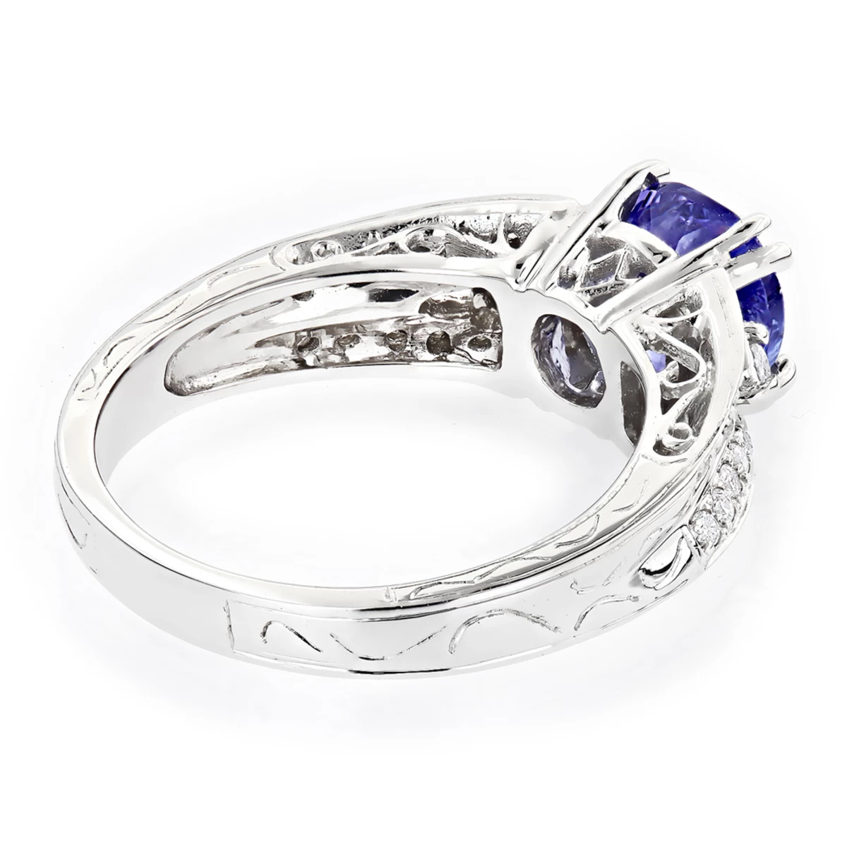 Diamond Tanzanite Engagement Ring For Women 14K White Gold 0.3 Ctd 1.5ctt 6 Diamond Tanzanite Engagement Ring For Women 14K White Gold 0.3 Ctd 1.5ctt - Image 4