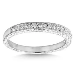 Diamond Wedding Band For Women 1/3ct Thin Antique Style Ring 14K White Gold -Fashion Accessories Shop diamond wedding band for women 12ct thin antique style ring 14k gold 1