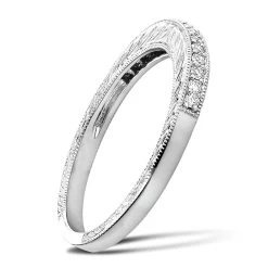 Diamond Wedding Band For Women 1/3ct Thin Antique Style Ring 14K White Gold -Fashion Accessories Shop diamond wedding band for women 12ct thin antique style ring 14k gold 2