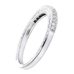 Diamond Wedding Band For Women 1/3ct Thin Antique Style Ring 14K White Gold -Fashion Accessories Shop diamond wedding band for women 12ct thin antique style ring 14k gold backwh