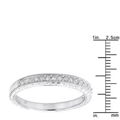 Diamond Wedding Band For Women 1/3ct Thin Antique Style Ring 14K White Gold -Fashion Accessories Shop diamond wedding band for women 12ct thin antique style ring 14k gold rulerwh