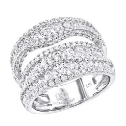Exquisite 14K White Gold Diamond Cocktail Ring For Women By Luxurman 2.75ct