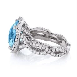 Blue Topaz Diamond Cocktail Ring 11ct -Fashion Accessories Shop fine gemstone jewelry blue topaz diamond cocktail ring 11ct 2