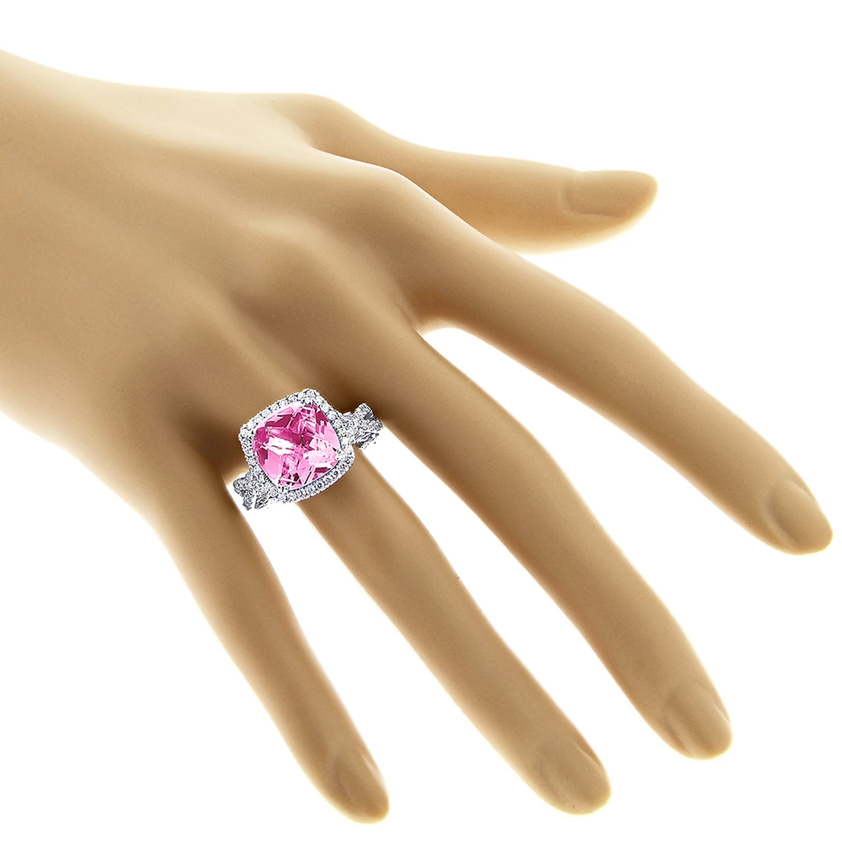 Fine Pink Sapphire Diamond Cocktail Ring 11ct 5 Fine Pink Sapphire Diamond Cocktail Ring 11ct - Image 3