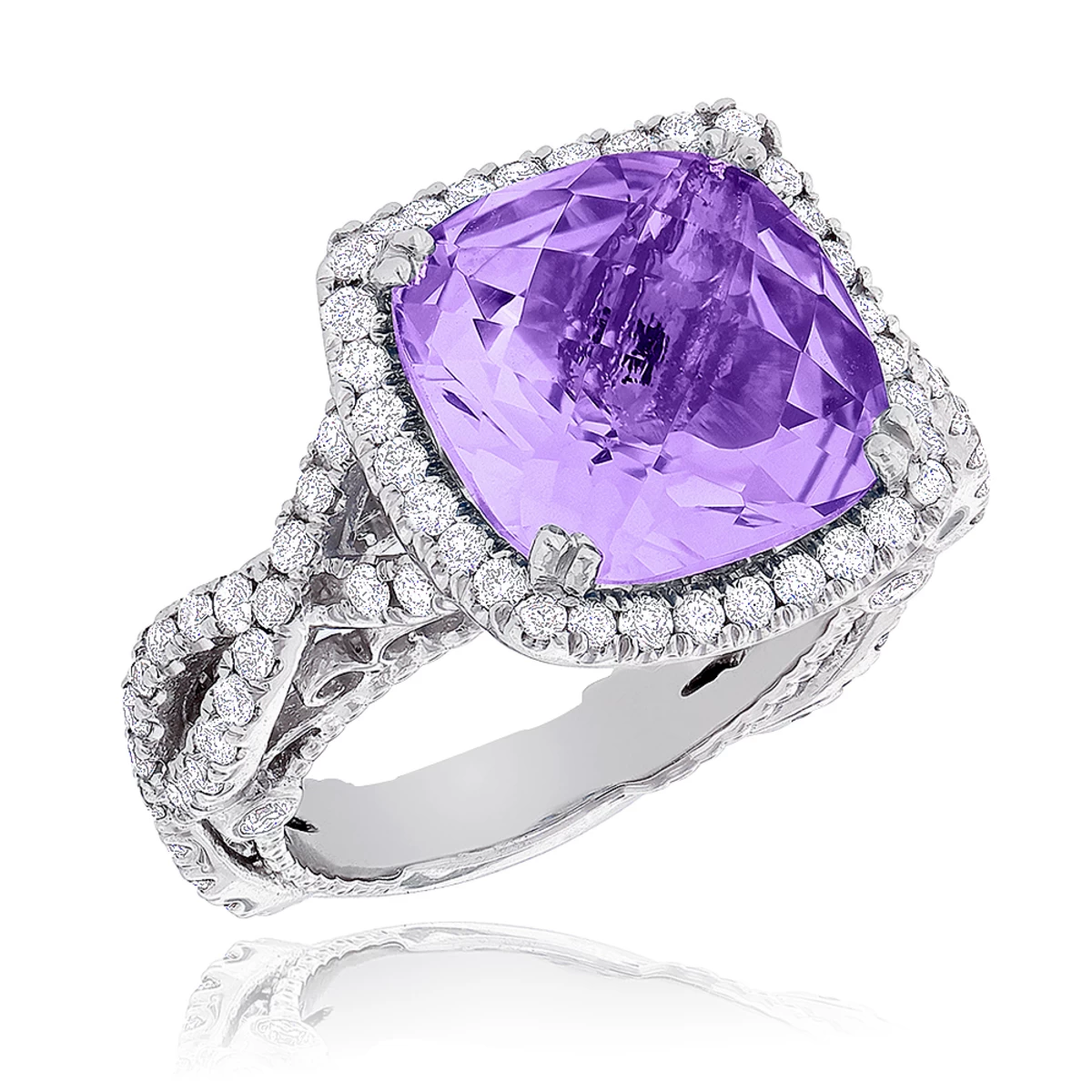 Purple Amethyst Diamond Cocktail Ring 11ct 3 Purple Amethyst Diamond Cocktail Ring 11ct