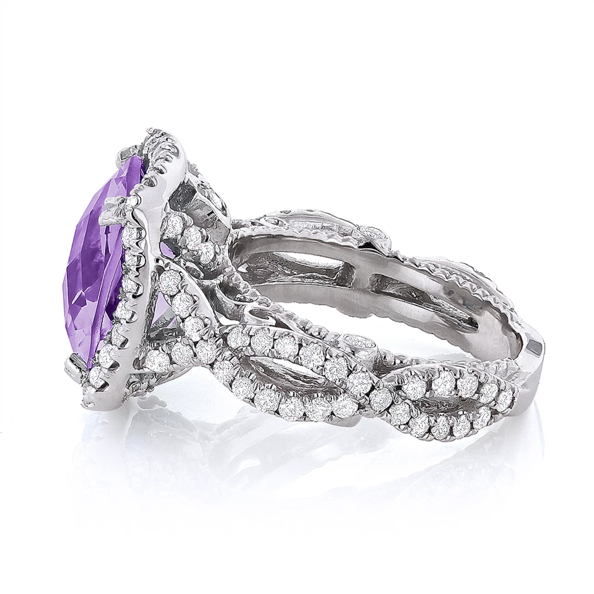 Purple Amethyst Diamond Cocktail Ring 11ct 4 Purple Amethyst Diamond Cocktail Ring 11ct - Image 2