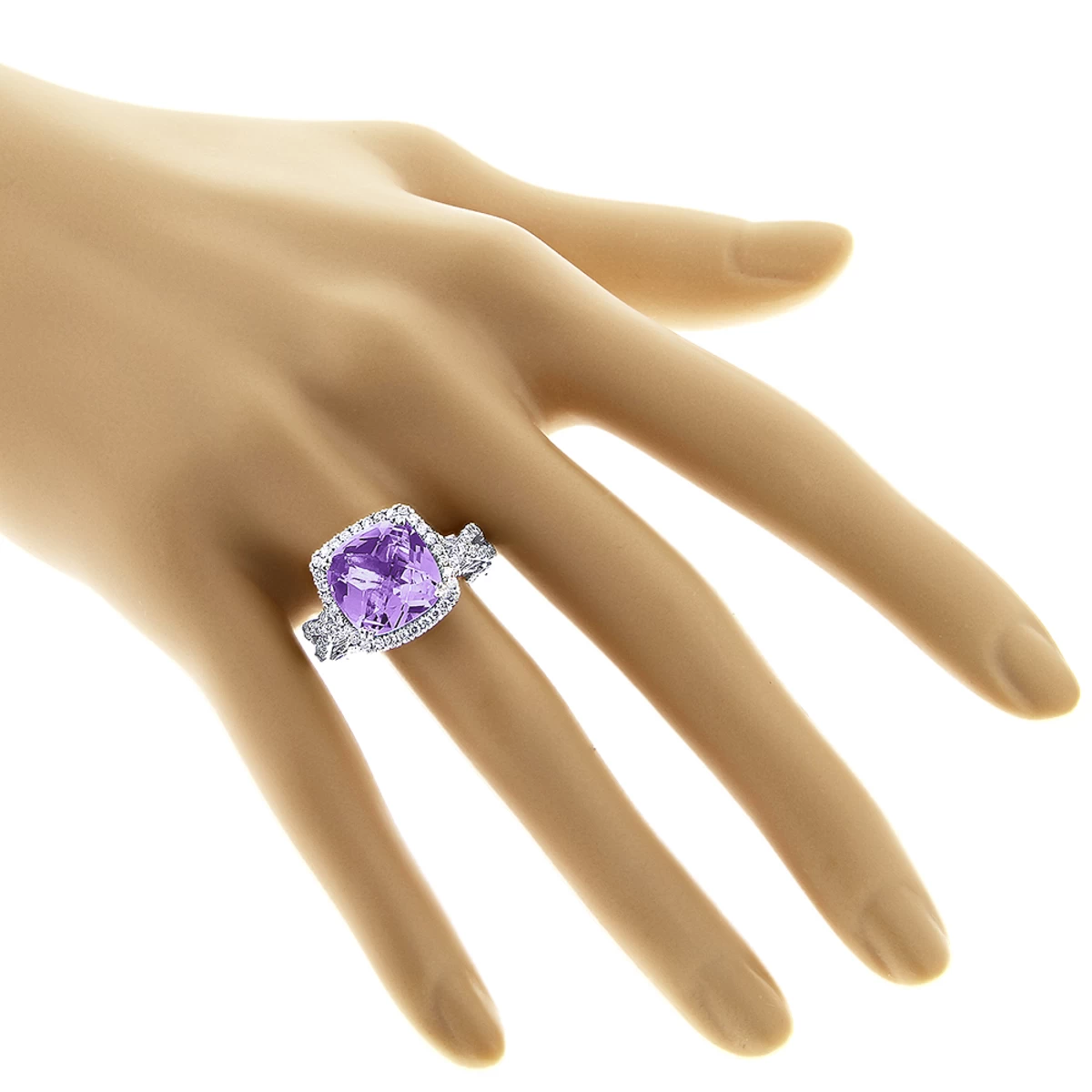 Purple Amethyst Diamond Cocktail Ring 11ct 5 Purple Amethyst Diamond Cocktail Ring 11ct - Image 3
