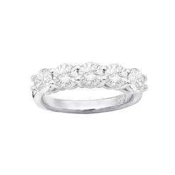 Five Stone Anniversary Rings 2 Carat Women's Diamond Band In Platinum