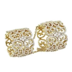 Unique Full Finger Articulated Chain Linked Diamond Double Ring For Women 14K Rose Gold -Fashion Accessories Shop full finger articulated chain linked diamond double ring for women 14k gold ye