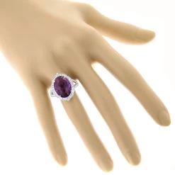 14K White Gold Diamond Purple Amethyst Cocktail Ring 0.9 Ct -Fashion Accessories Shop gemstone cocktail rings 14k white gold diamond purple amethyst ring 075ct bodwh