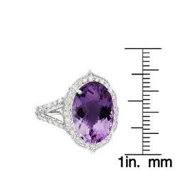 14K White Gold Diamond Purple Amethyst Cocktail Ring 0.9 Ct -Fashion Accessories Shop gemstone cocktail rings 14k white gold diamond purple amethyst ring 075ct rulerwh