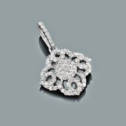 Gold Diamond Flower Pendant 0.29ct 14K White Gold
