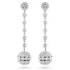 Golden Globes Diamond Dangle Earrings 3ct 14K White Gold